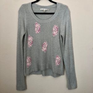LC Lauren Conrad Blue & Pink Flower Sweater Small